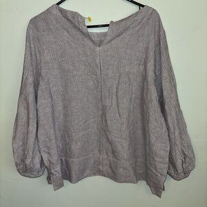 Caslon Gray 3/4 Sleeve Blouse with Notched Collar